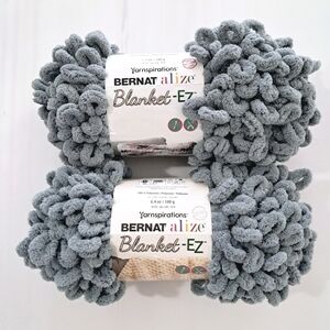 Bernat Alize Blanket EZ Dark Gray Large Loop Yarn 2 Skeins 18 Yds each Lot of 2